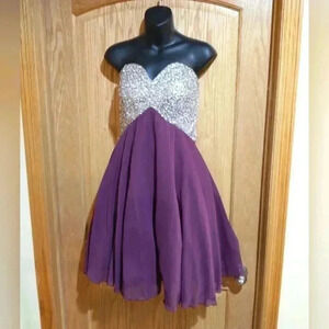Custom formal sequined 3 layer prom dress plum bust 38" waist 31"
